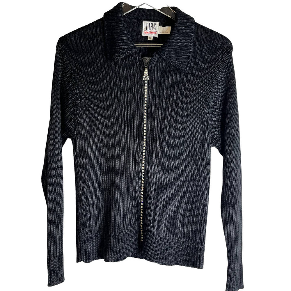 FIA Italia Vintage Handloomed Rhinestone Textured Women's M Sweater